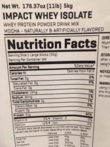 MyProtein Nutrition Label