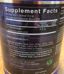 Glutamine Dosage for Bodybuilding: Glutamine Powder Label